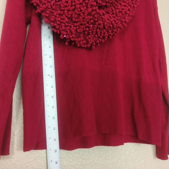 Gaby & Eden Red blouse-style sweater with fallen turtleneck with sequins size L - Picture 4 of 10